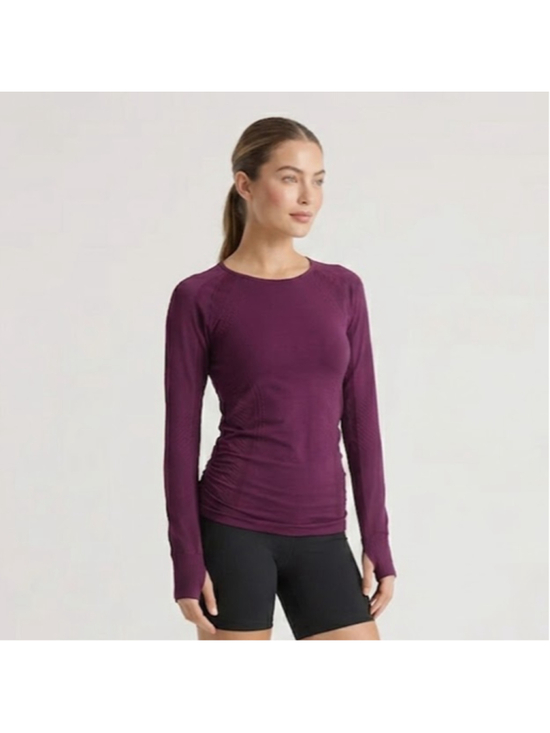 quince Tops - Quince Women Seamless Sz S Ruched Long Sleeve Athletic Top Plum Yoga Sustainable